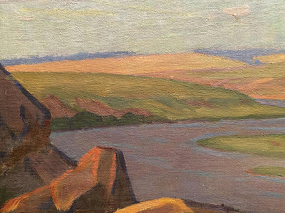 Oil painting River view by Nikolai Hrustalenko serene landscape