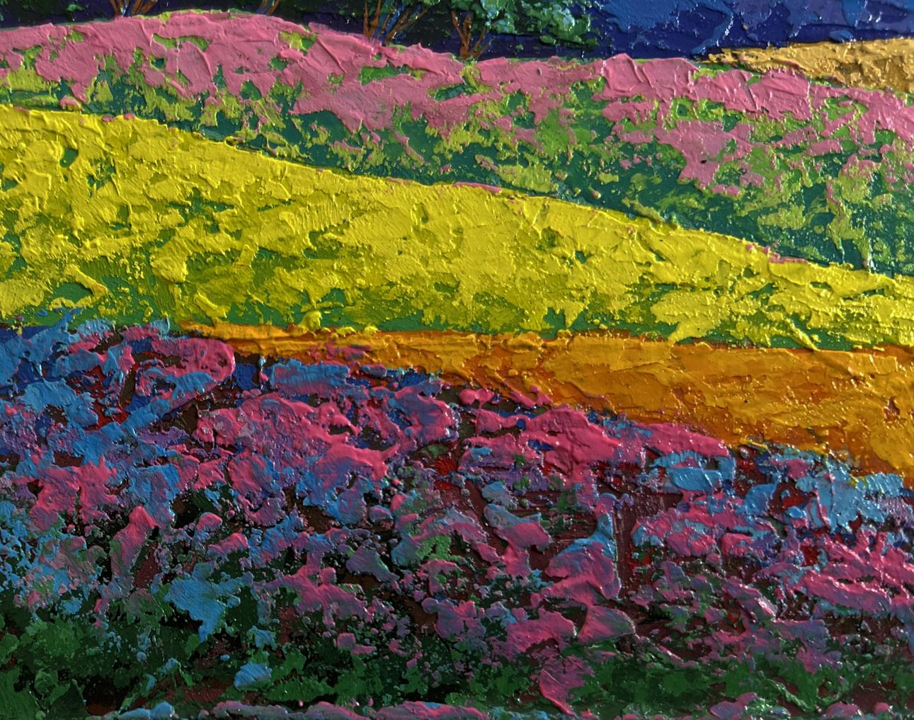 Vibrant oil painting Spending time in the mountain fields by V. Zadorozhnya