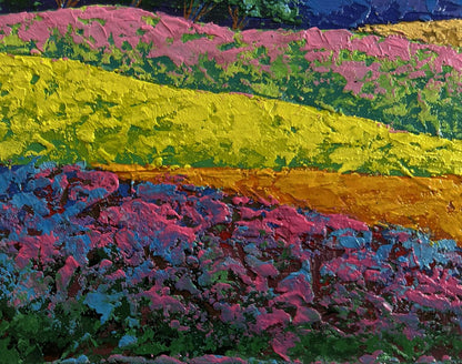 Vibrant oil painting Spending time in the mountain fields by V. Zadorozhnya