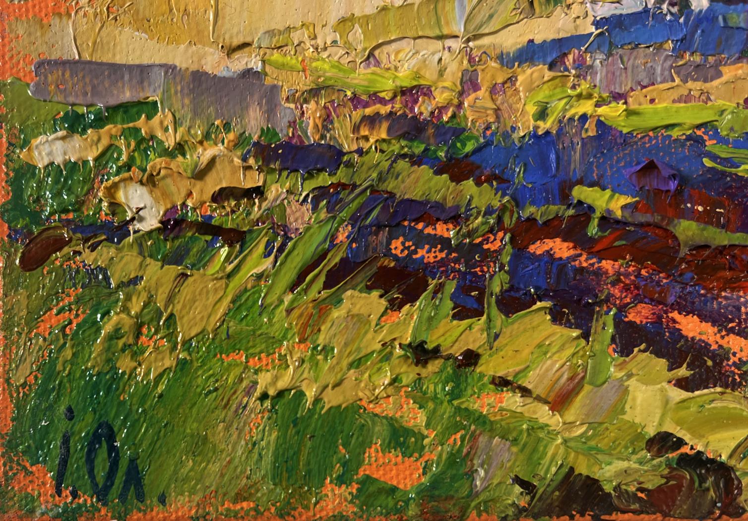 Vibrant impressionist oil painting The beginning of the harvest in the garden by Oleksiy Ivanyuk