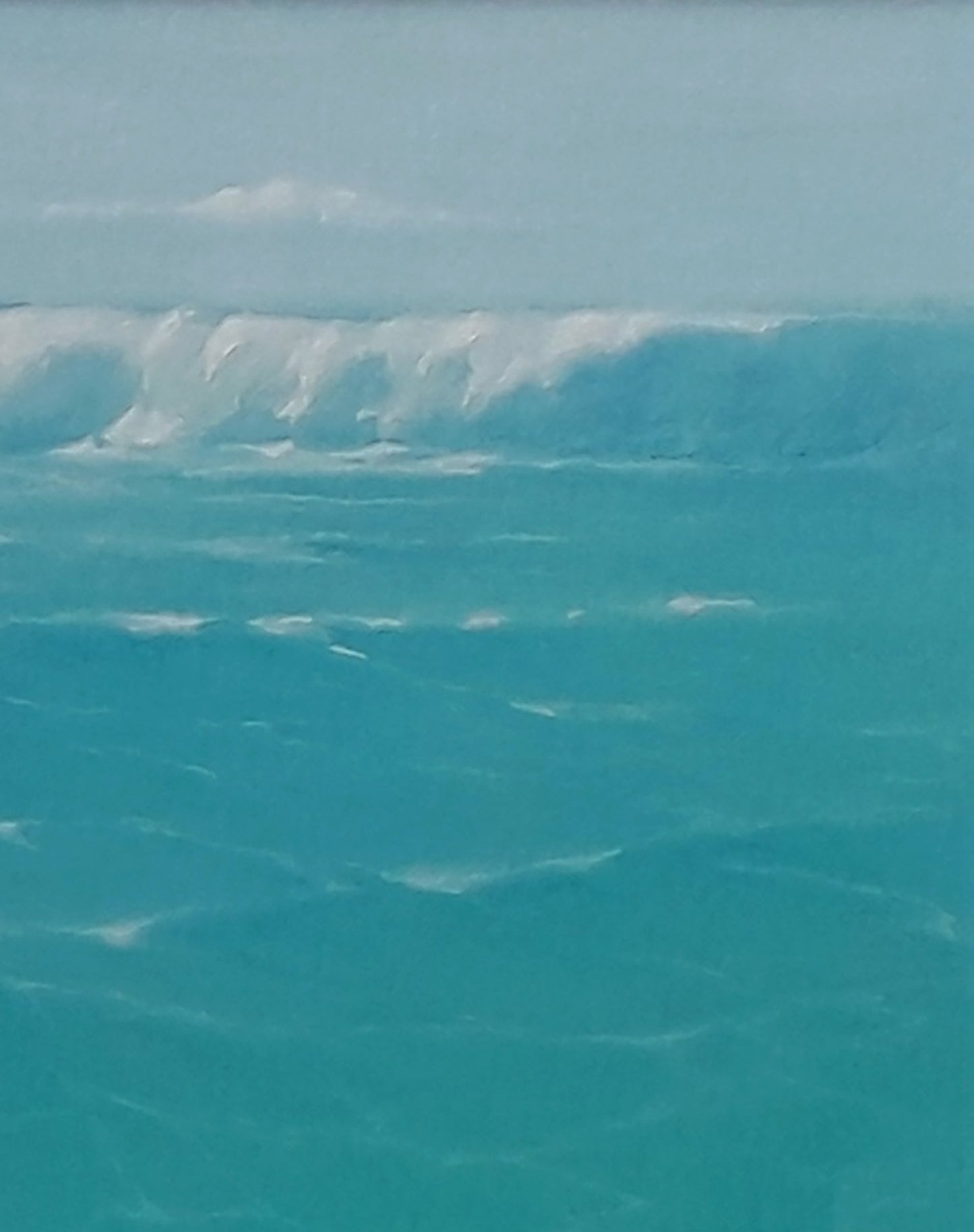 Turquoise ocean wave with white crest in Vasily Korkishko oil painting