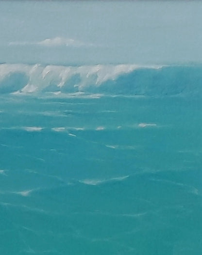 Turquoise ocean wave with white crest in Vasily Korkishko oil painting