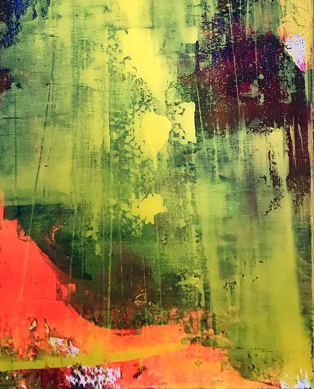 Abstract Sunny Day acrylic painting by Olga Melezhik with bold streaks