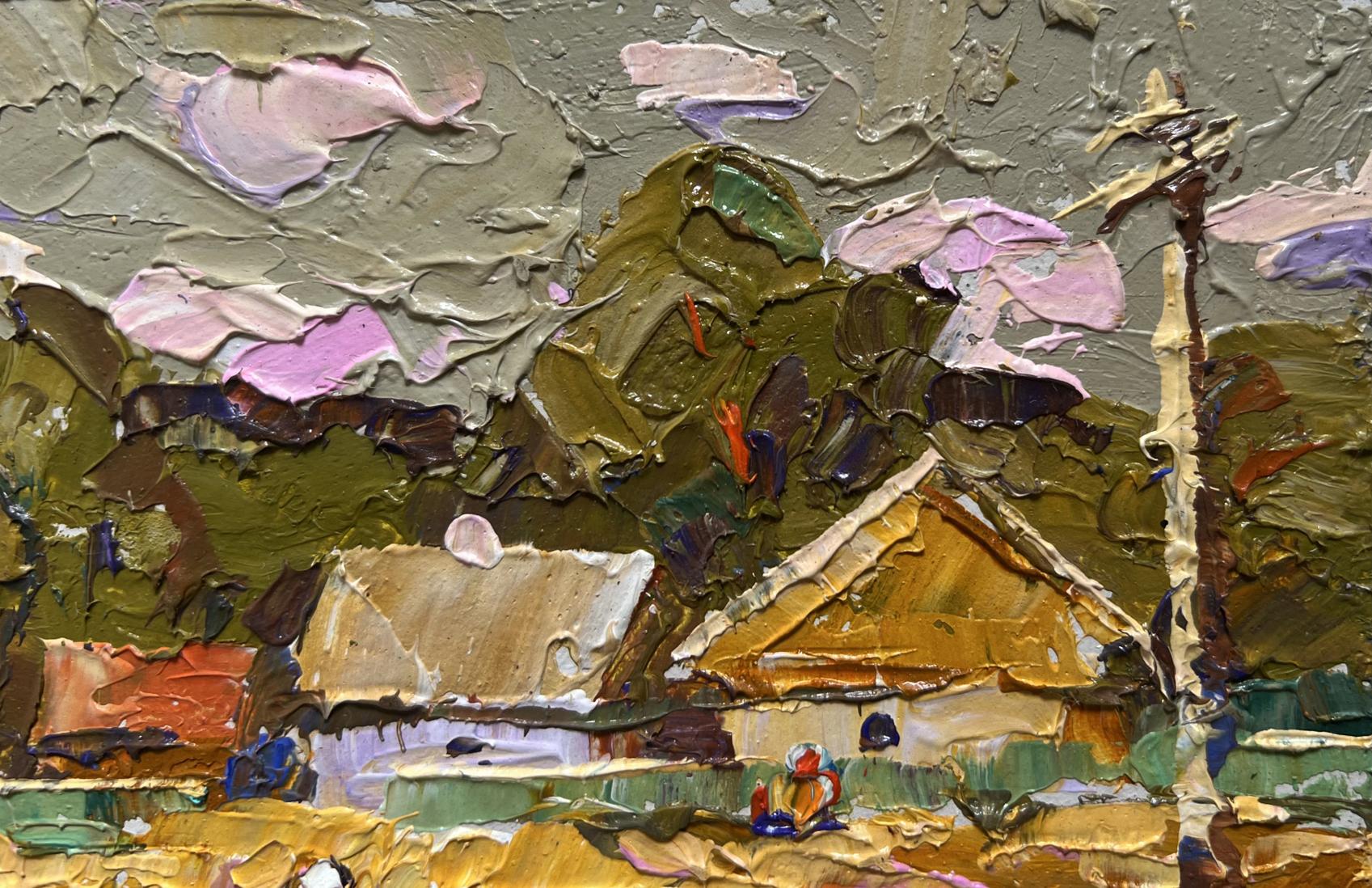 Textured impasto oil painting The Path Leading Home by Oksana Ivanyuk
