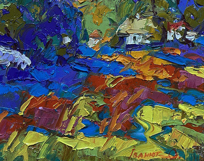 Vibrant impressionist oil painting In the evening field by Oleksiy Ivanyuk