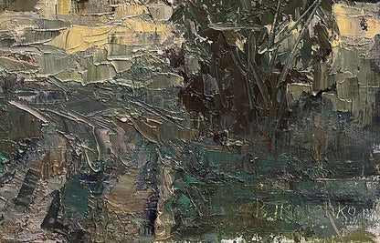 Textured impasto oil painting On the Glade by Volodymyr Pashchenko