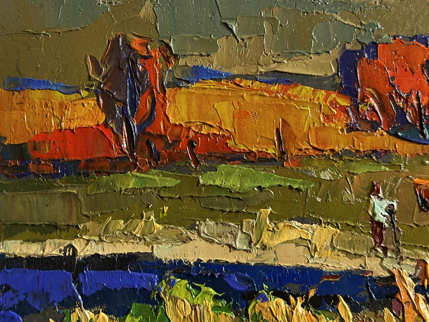 Vibrant impressionist oil painting In the Autumn Meadows by Oksana Ivanyuk