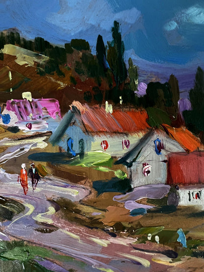 Vibrant impressionist oil painting Road to the Mountains by Yuriy Suprunchuk