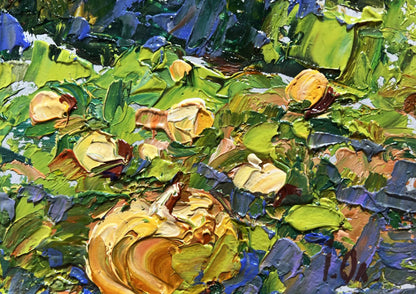 Vibrant impressionist oil painting of yellow green vegetables by Oleksiy Ivanyuk