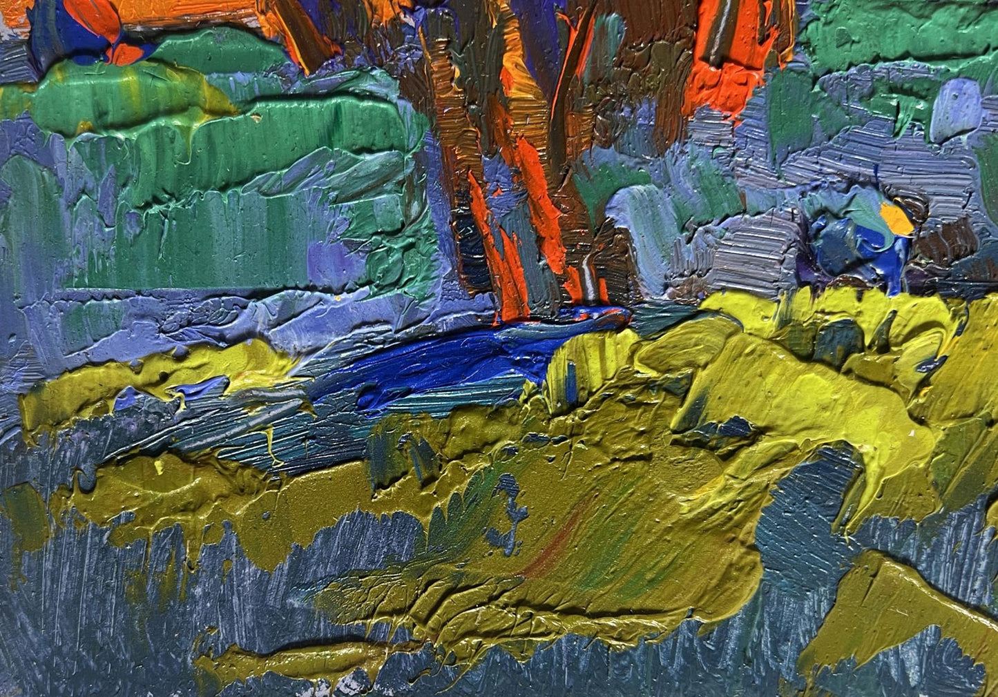 Vibrant abstract oil painting Far away in the silence of nature by Oleksiy Ivanyuk