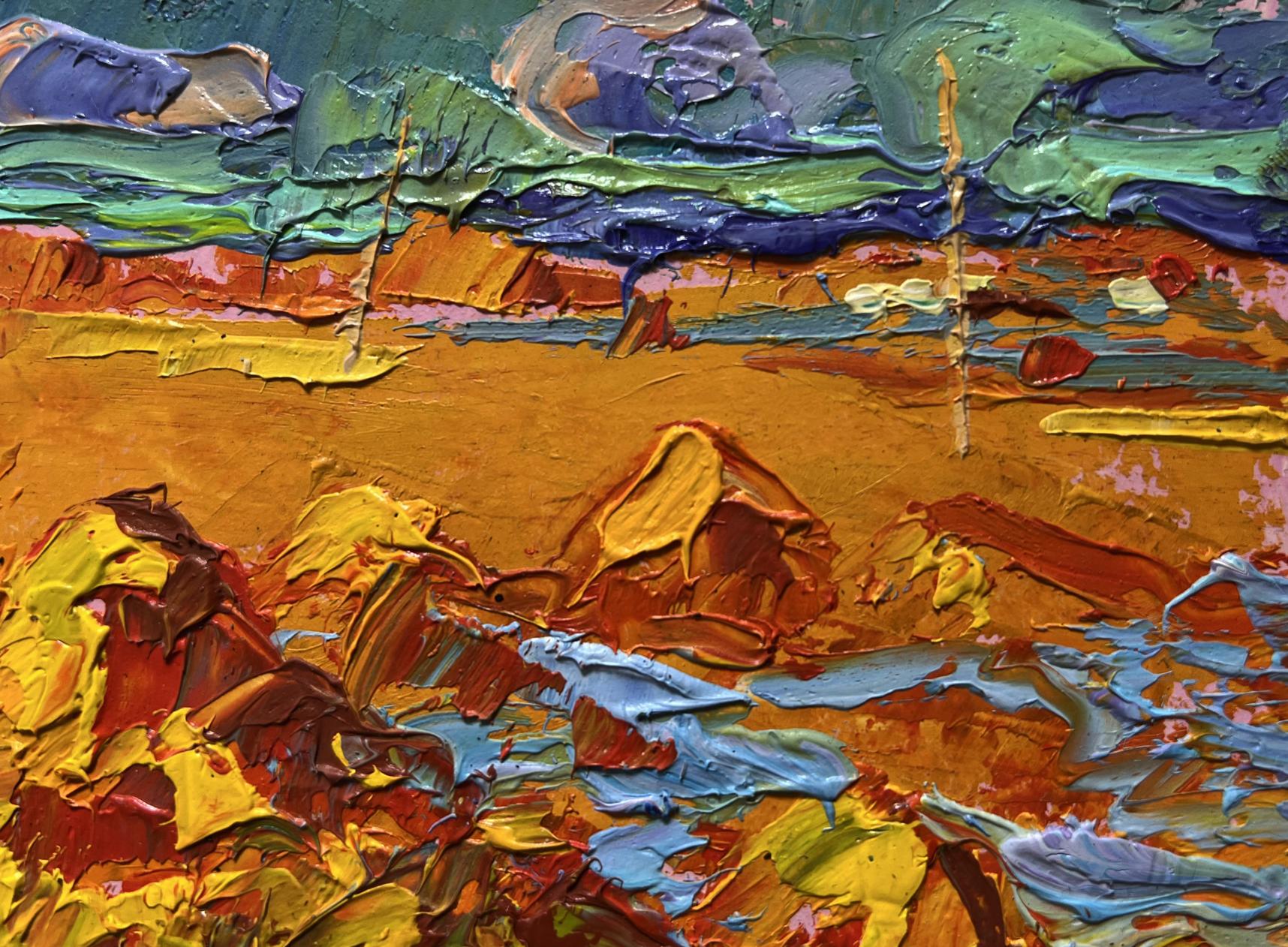 Vibrant impressionist oil painting Hay harvest in autumn by Oleksiy Ivanyuk