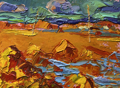 Vibrant impressionist oil painting Hay harvest in autumn by Oleksiy Ivanyuk