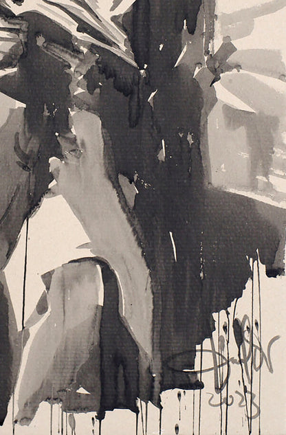 Abstract black and white watercolor Ink Painting The Book Dima Filatov