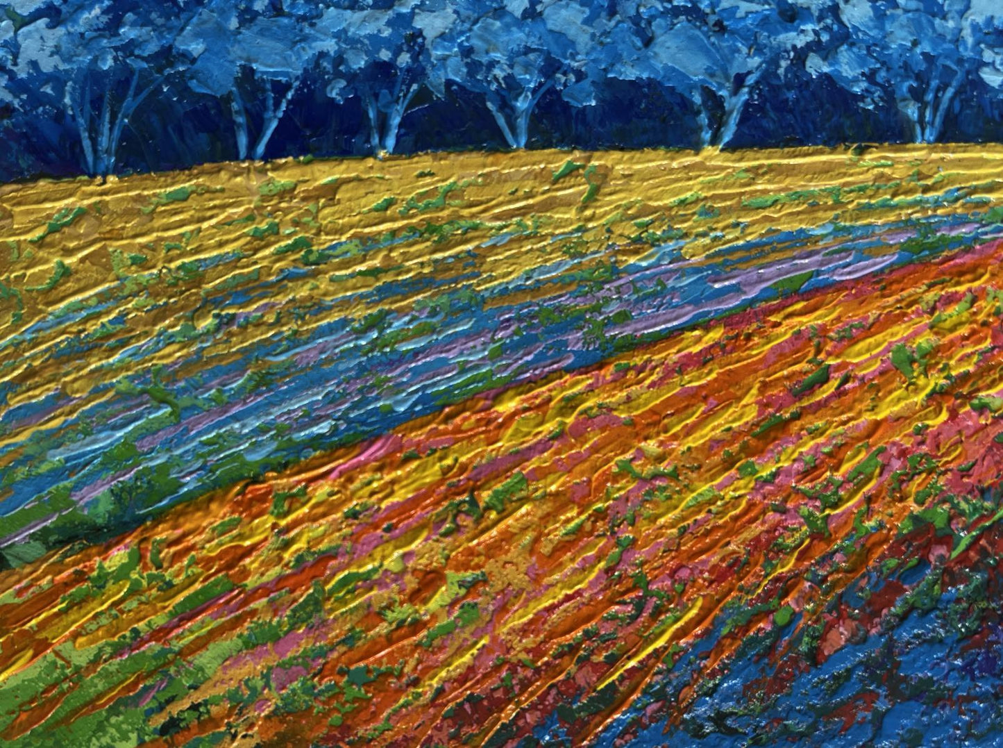 Vibrant impressionist oil painting Quiet evening in blue shadows by V. Zadorozhnya