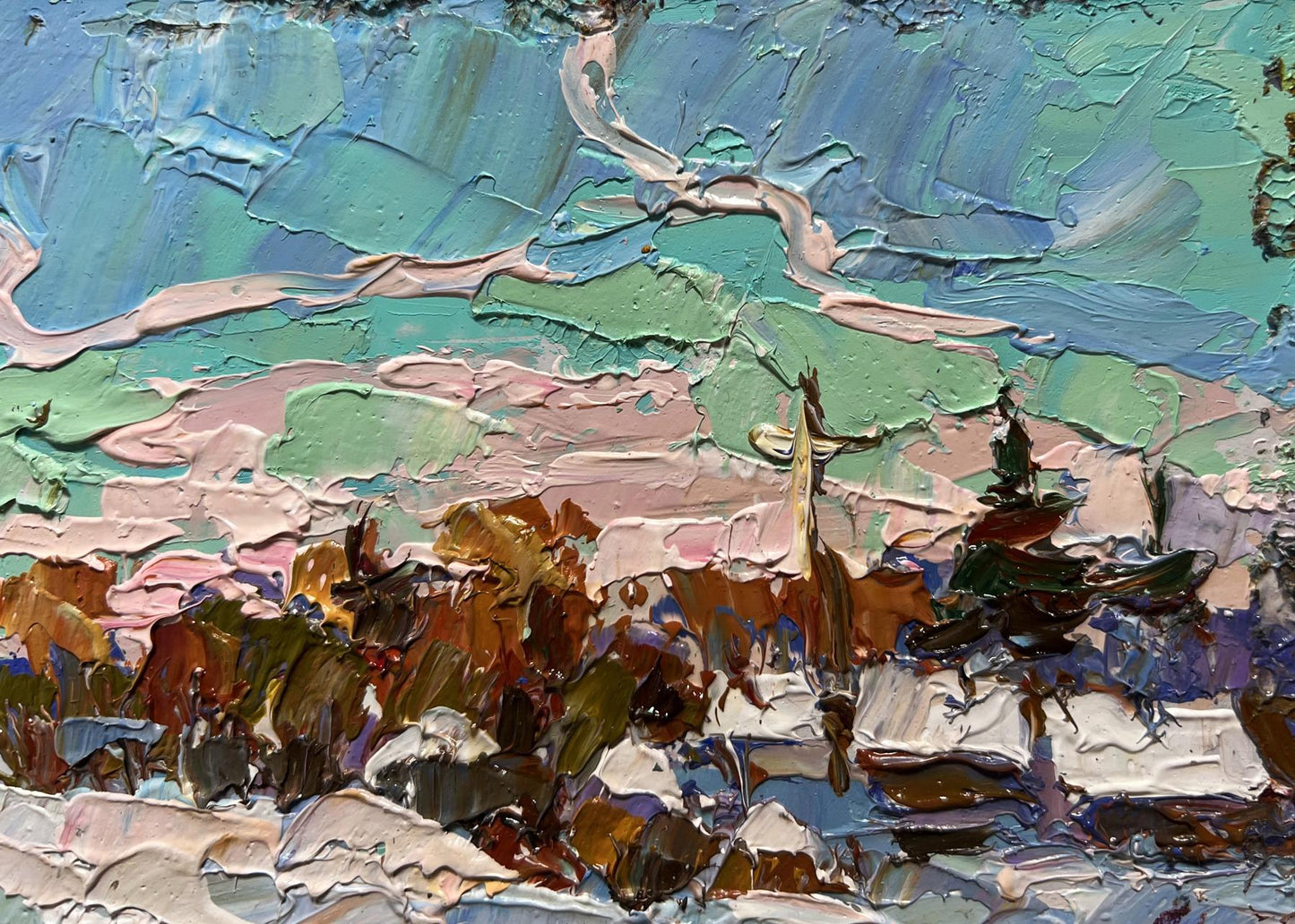 Oil painting After the night snow storm by Oksana Ivanyuk textured landscape