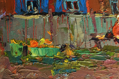 Vibrant impasto oil painting Evening silence in the village by Oksana Ivanyuk