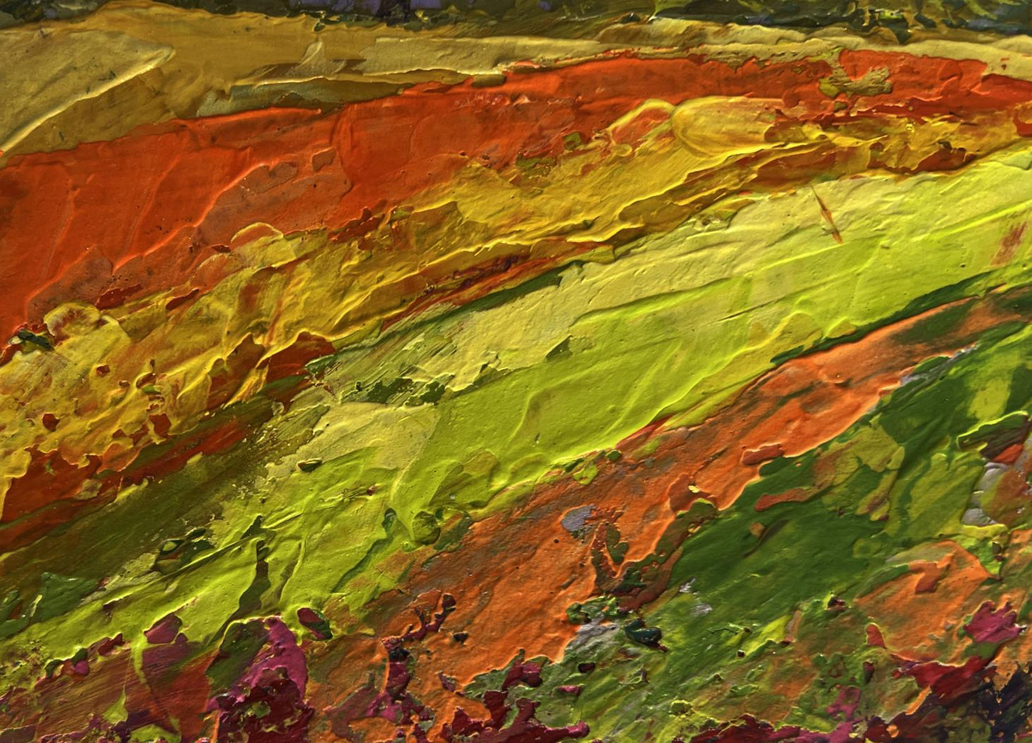 Vibrant oil painting of flower meadows in sunset rays by V. Zadorozhnya