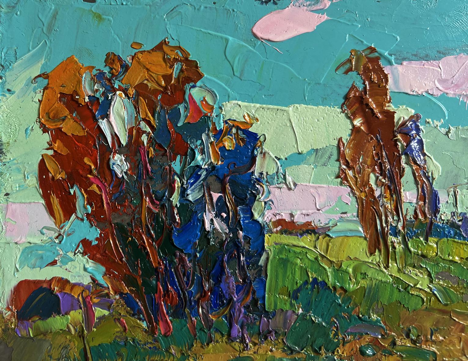 Vibrant impressionist oil painting Relaxation on the River by Oksana Ivanyuk