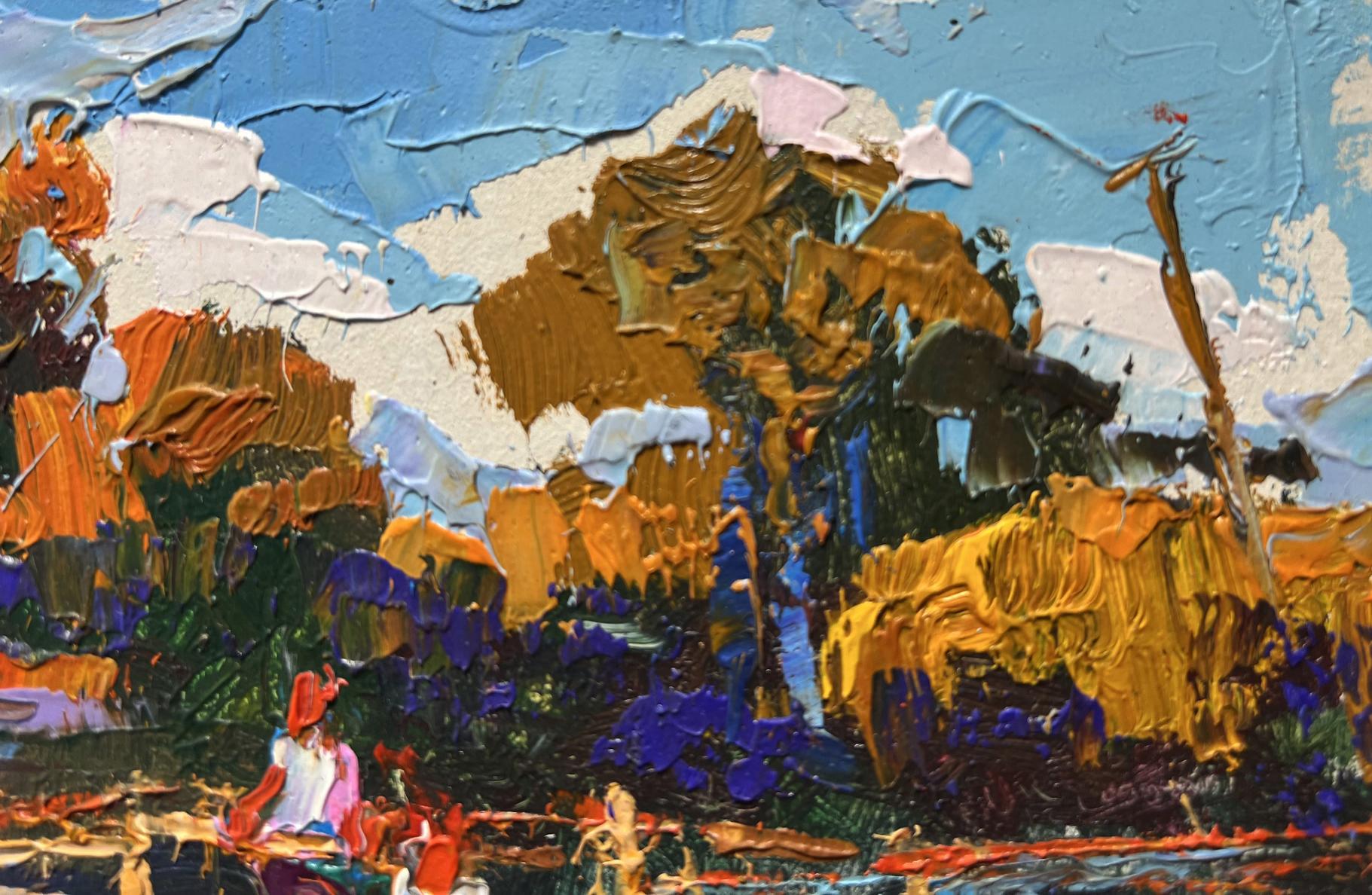 Vibrant impressionist oil painting Evening freshness by the river by Oksana Ivanyuk