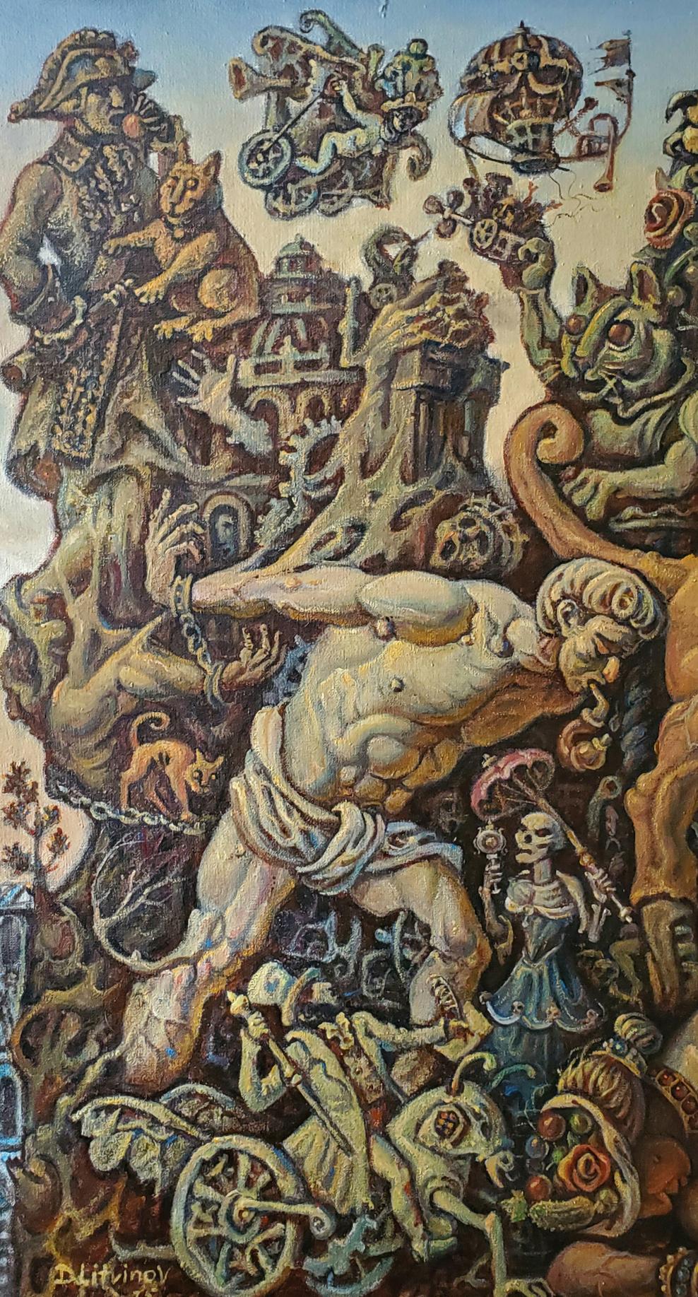 Oil painting Ancient Sea Visions by Daniil Litvinov with muscular figure
