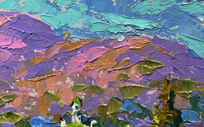 Vibrant impressionist oil painting In the mountain fields by Oleksiy Ivanyuk
