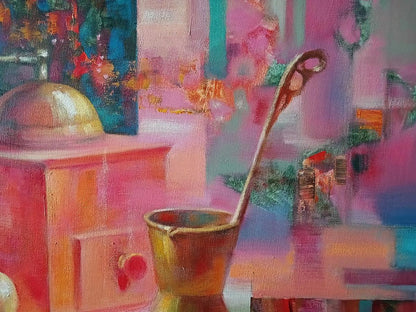 Abstract oil painting Morning Coffee Anatoly Tarabanov