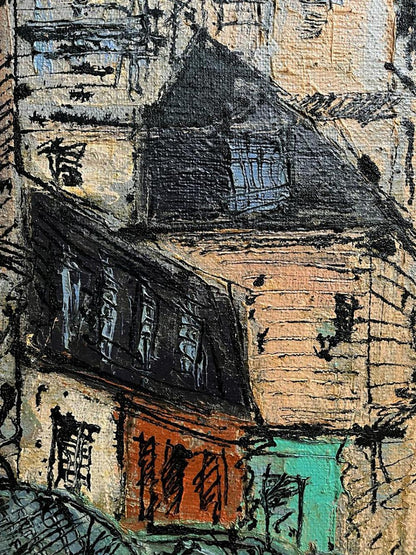 Oil painting Parisian comfort by Serhiy Kovalev with textured orange-brown walls