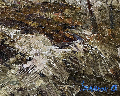 Oil painting Deep Autumn by Oleksiy Ivanyuk in earthy impasto tones