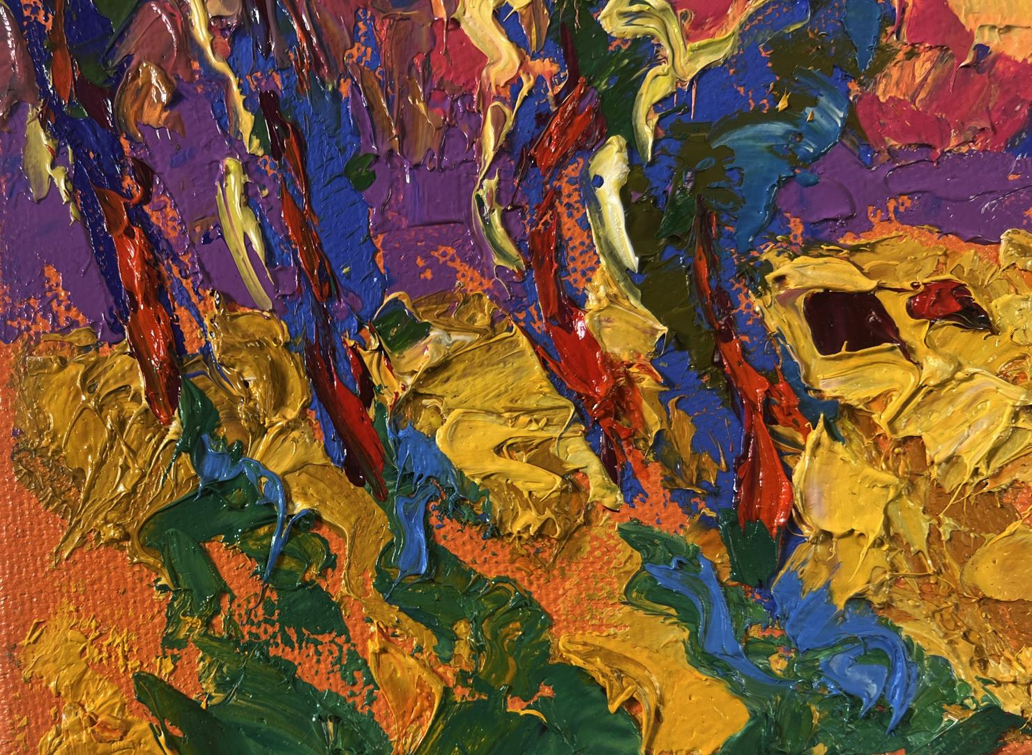 Vibrant abstract oil painting Silence settles on the field and sky by Oleksiy Ivanyuk