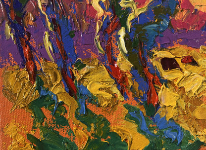 Vibrant abstract oil painting Silence settles on the field and sky by Oleksiy Ivanyuk