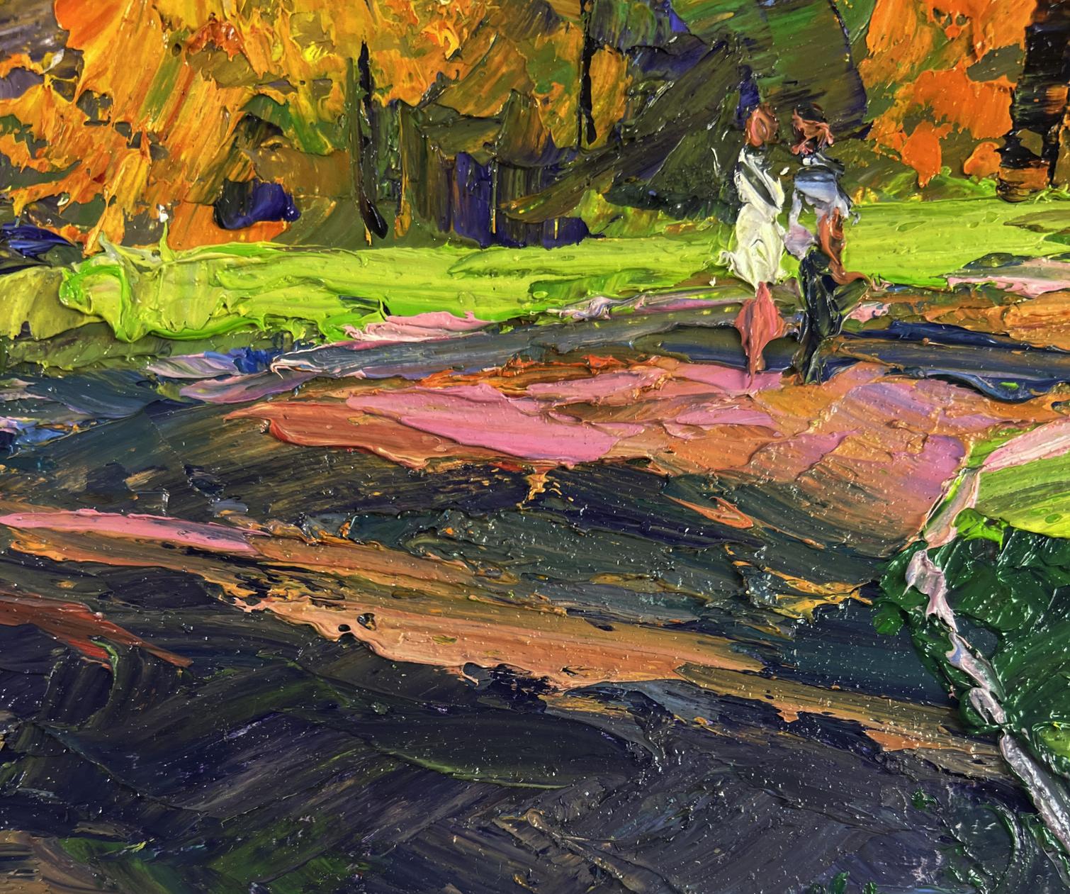 Vibrant impressionist oil painting by Boris Serdyuk with lush leaves landscape