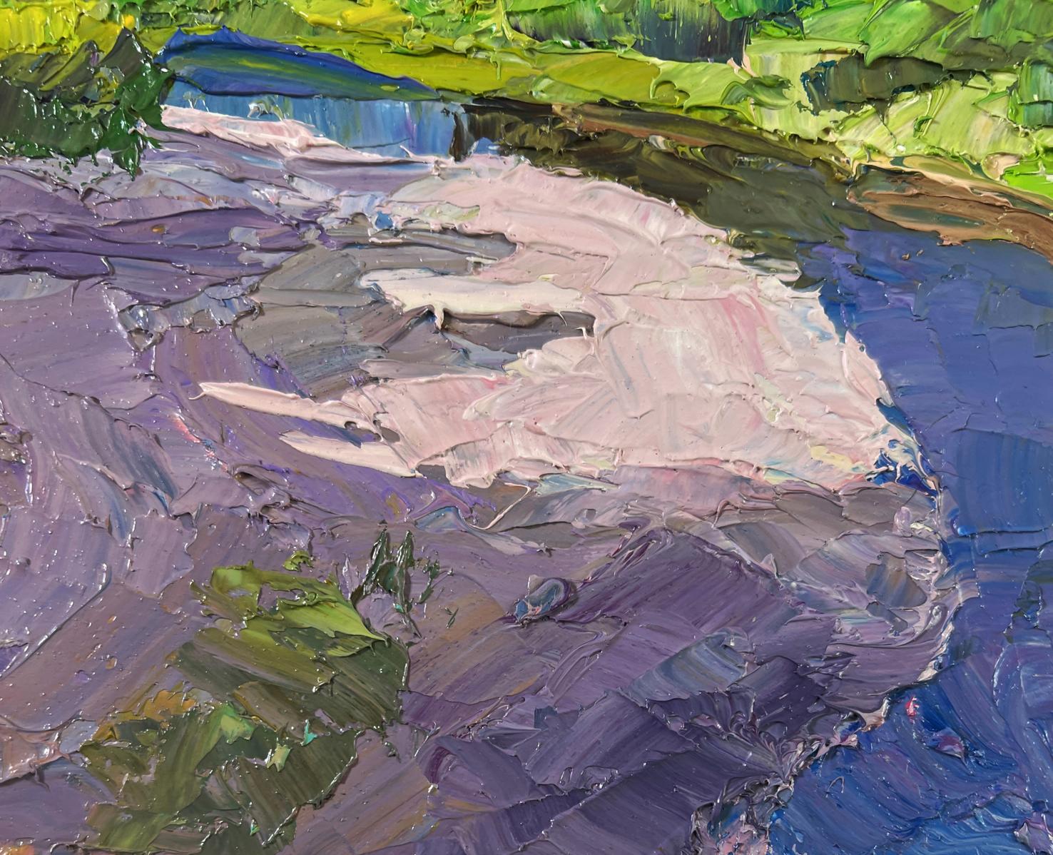 Oil painting Sand underfoot by Boris Serdyuk with purple pink green blue textures
