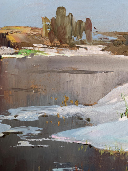 Impressionistic thawed river oil painting by Yuriy Suprunchuk