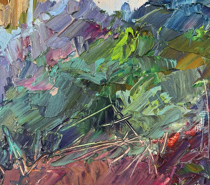 Oil painting The world is in water by Boris Serdyuk with green foliage