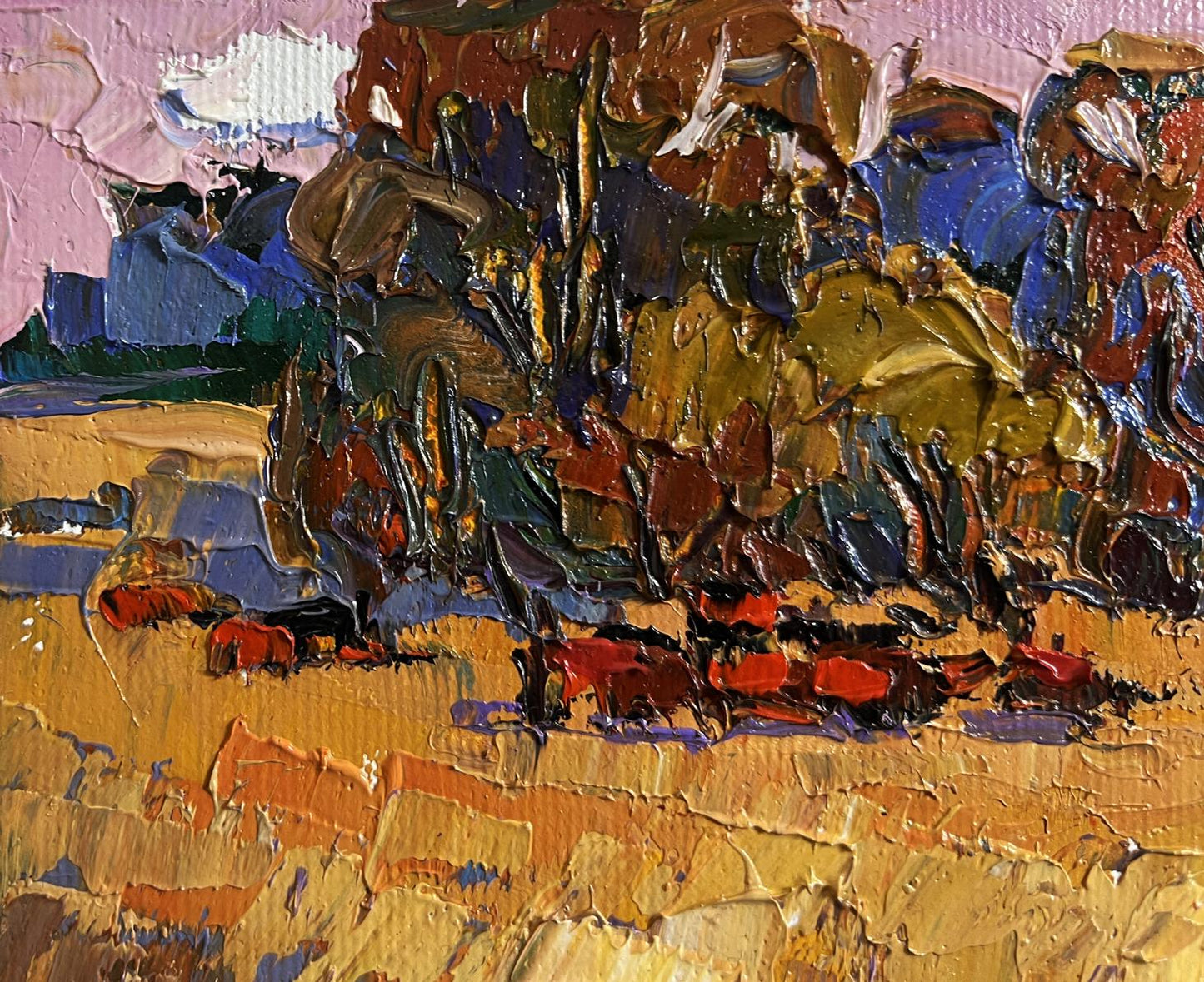 Vibrant impressionist oil painting On the autumn steppes by Oksana Ivanyuk