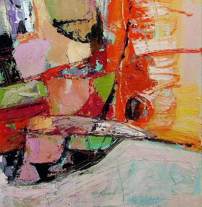 Vibrant oil painting Orange Mood by Tatyana Shulyak in red orange green black