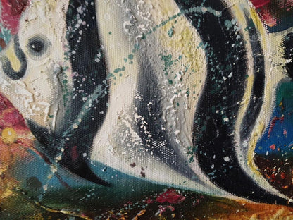 Abstract oil painting of big striped fish by Anatoly Tarabanov