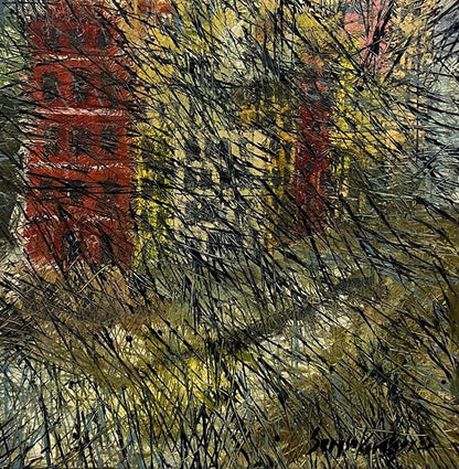 Abstract expressionist oil painting There is fog in the city by Serhiy Kovalev