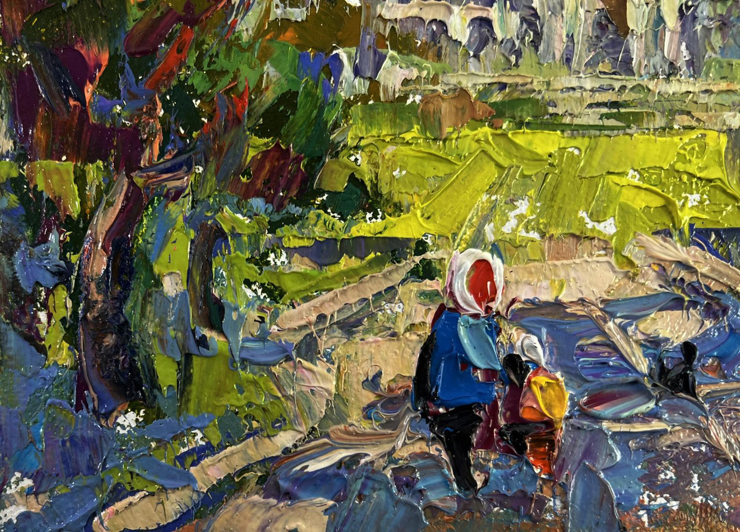 Oil painting Peace of the Park by Oleksiy Ivanyuk in lush landscape