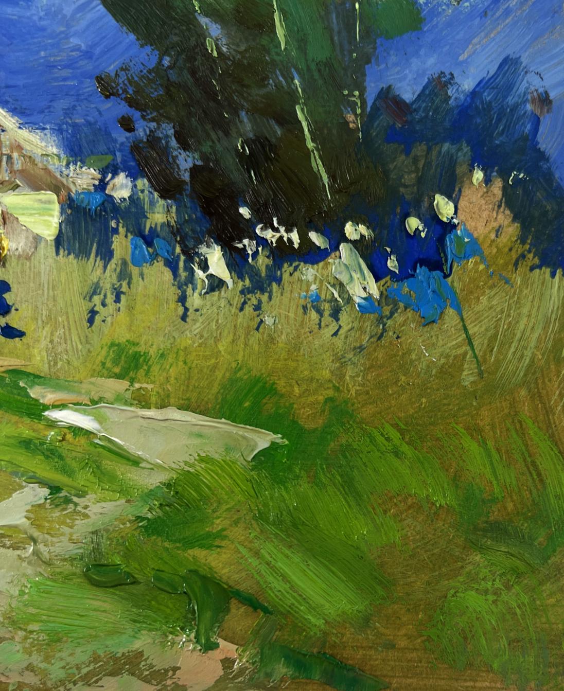 Vibrant impressionist oil painting The village beyond the forest by Yuriy Suprunchuk