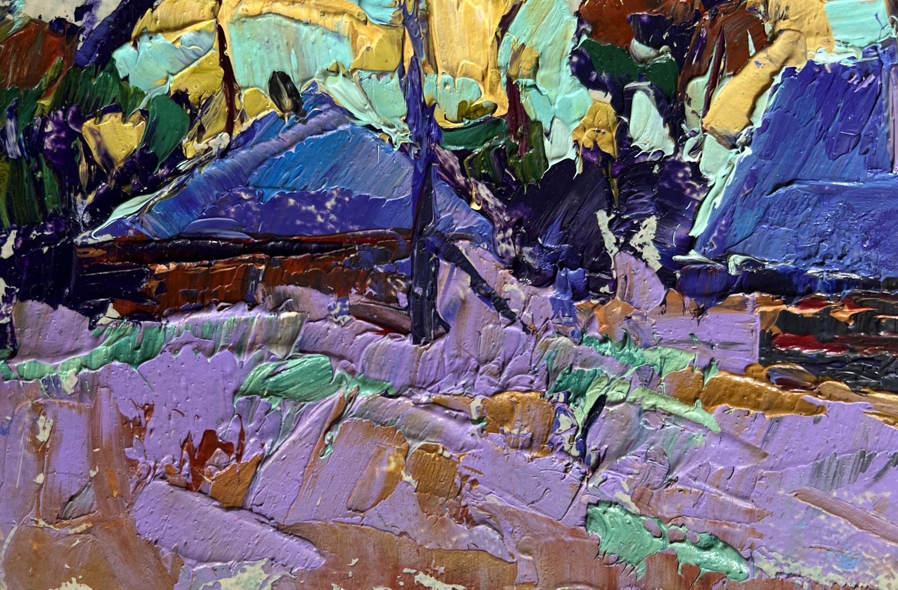 Vibrant impressionist oil painting Cold evening in the village by Oleksiy Ivanyuk
