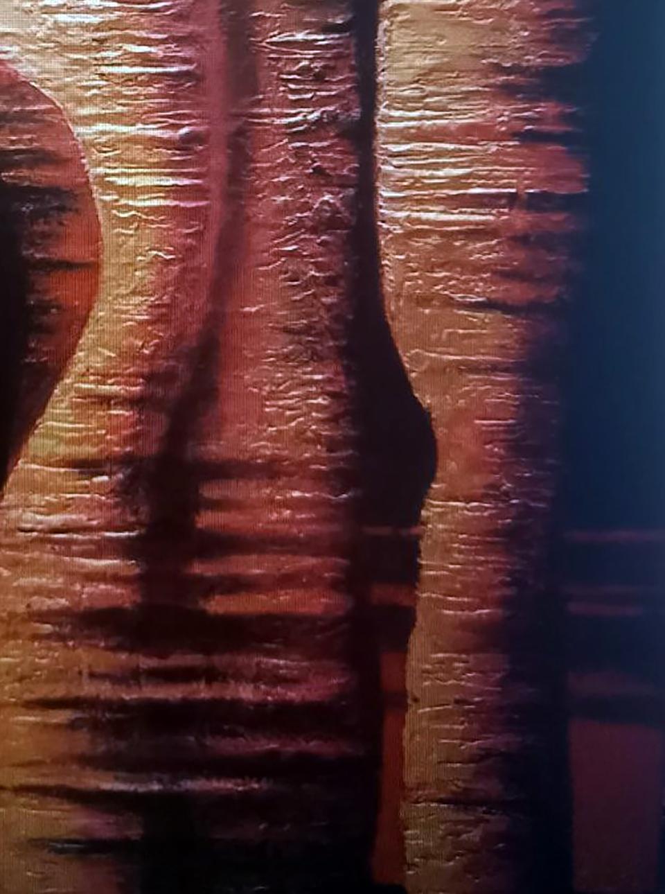 Oil painting Weathering by Alexander Strashevich: rich reddish-brown wood grain