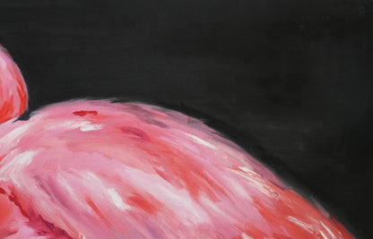 Oil painting of vibrant pink flamingo by Victoria Kagalovska