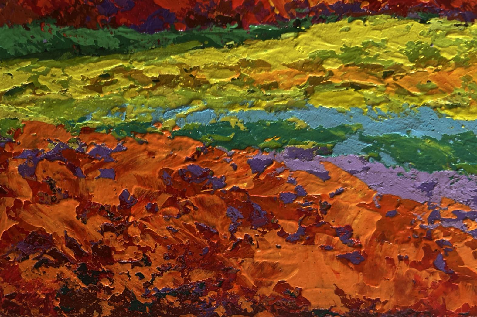 Vibrant Farewell light behind the mountains oil painting by V. Zadorozhnya