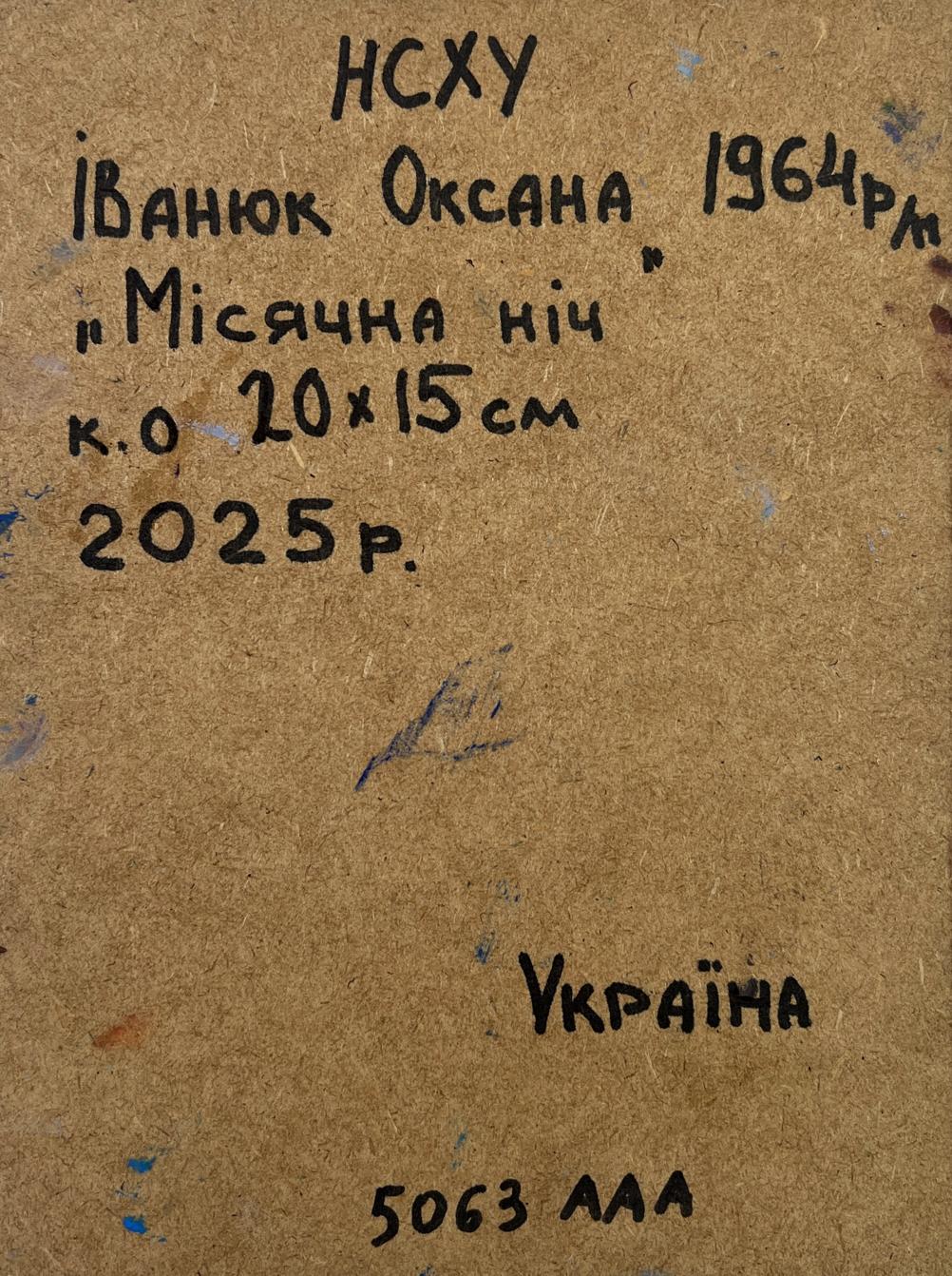 Back of Oksana Ivanyuk 1964 Mischacha Nych oil painting canvas