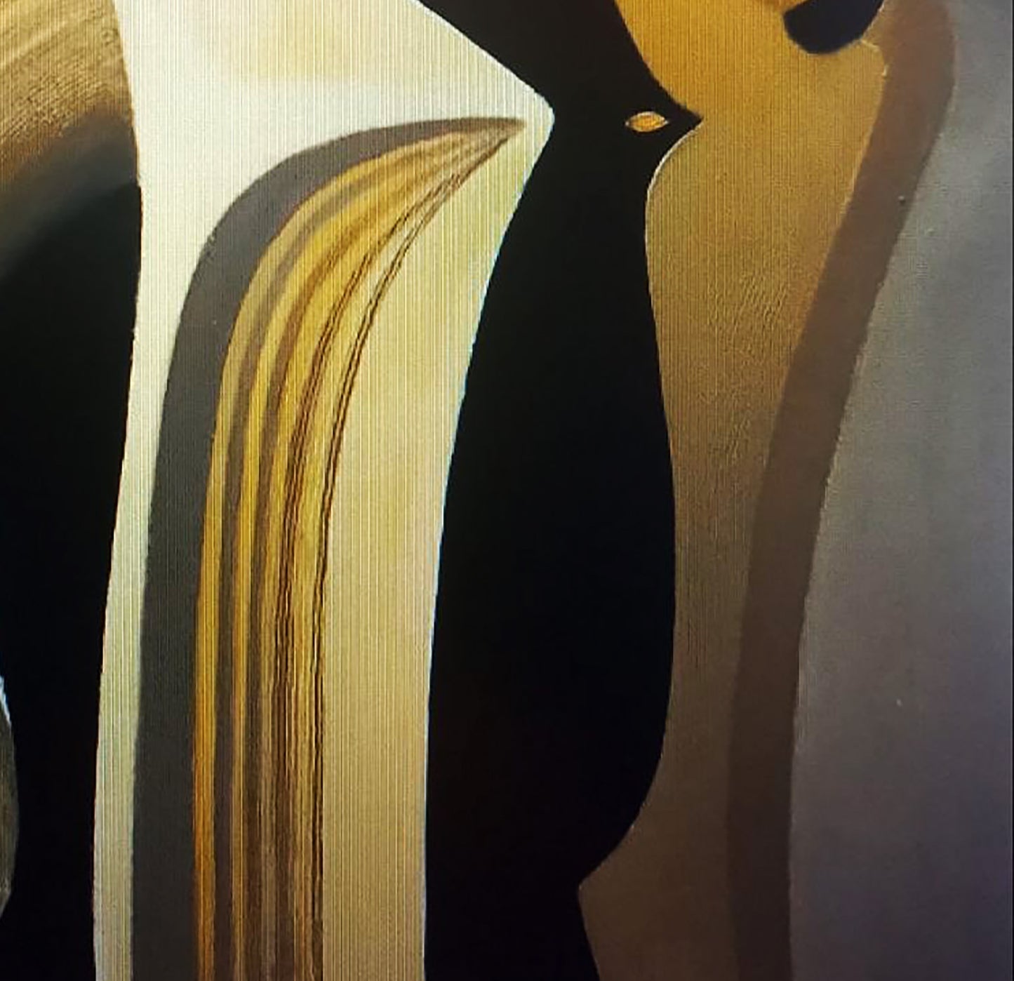 Oil painting Bold shapes by Alexander Strashevich abstract black gold cream textured