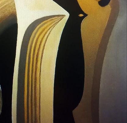 Oil painting Bold shapes by Alexander Strashevich abstract black gold cream textured