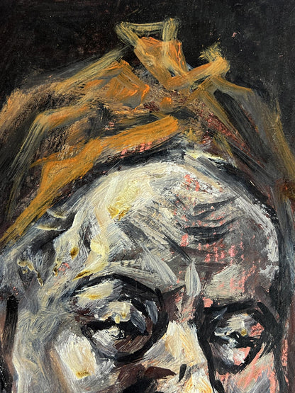 Oil painting portrait of man by Alexander Litvinov, textured gray face