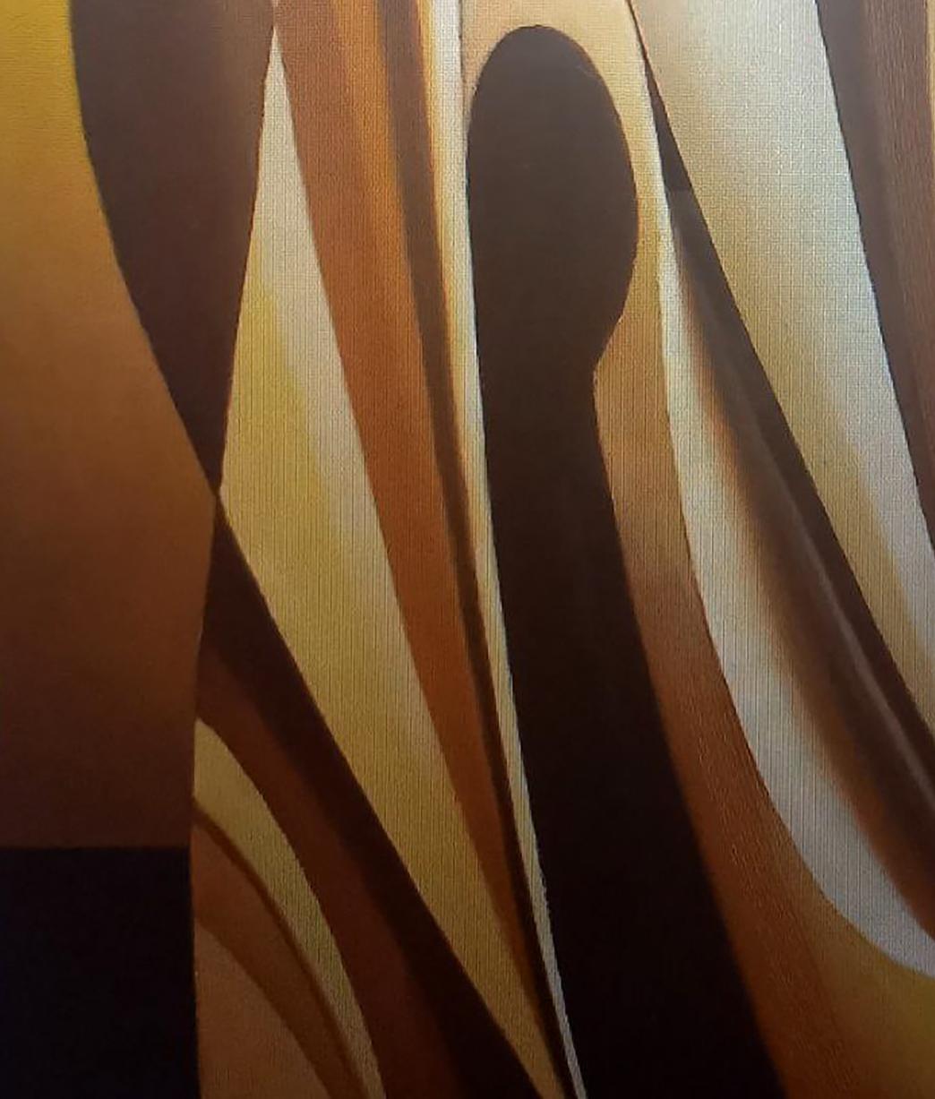 Oil painting Yellow sculpture by Alexander Strashevich in warm earth tones