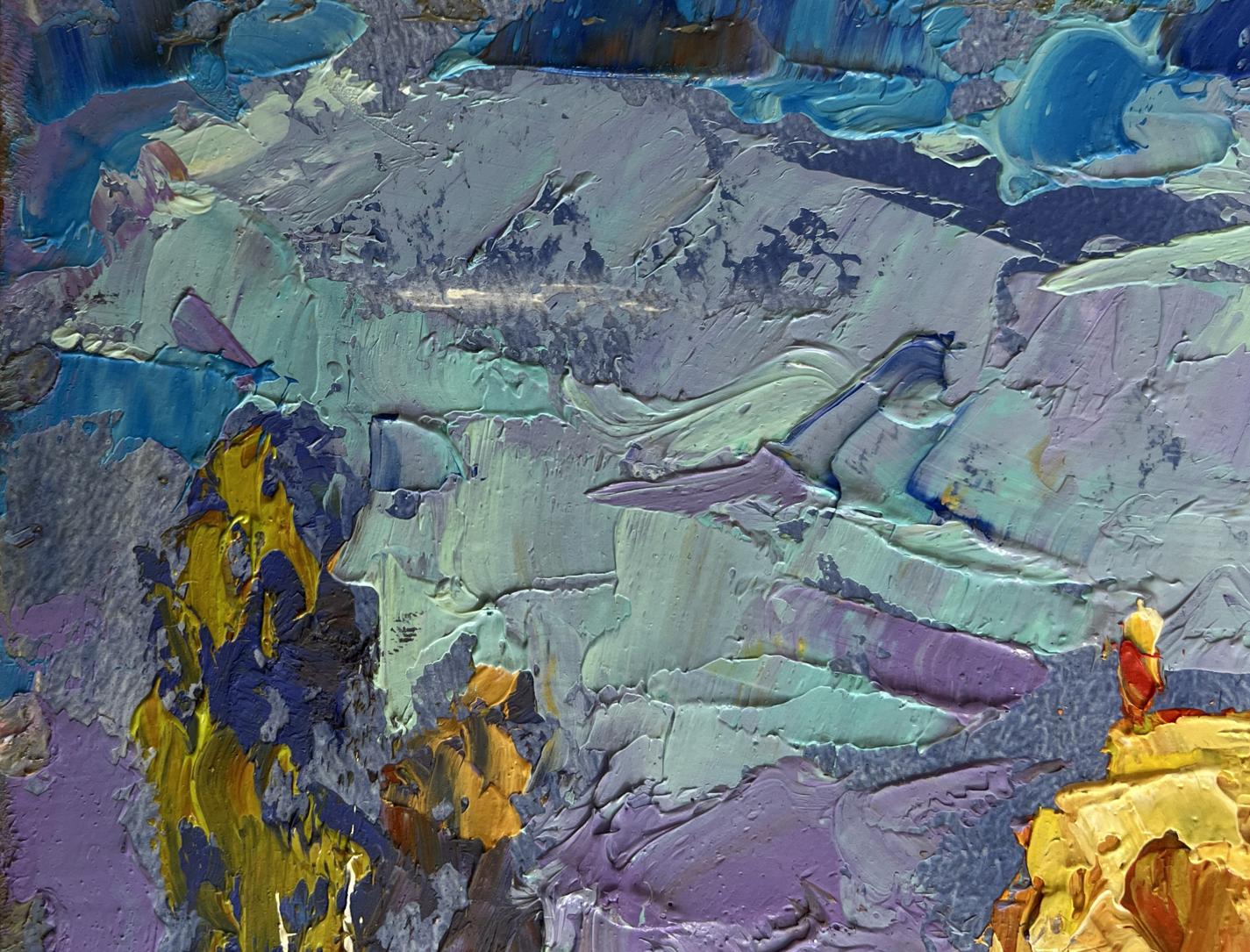 Oil painting Harvesting hay in the field by Oleksiy Ivanyuk impasto abstract